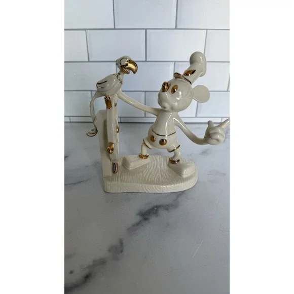LENOX Disney Showcase Mickey Mouse Steamboat Willie Figurine 6"  White & Gold - Picture 7 of 8